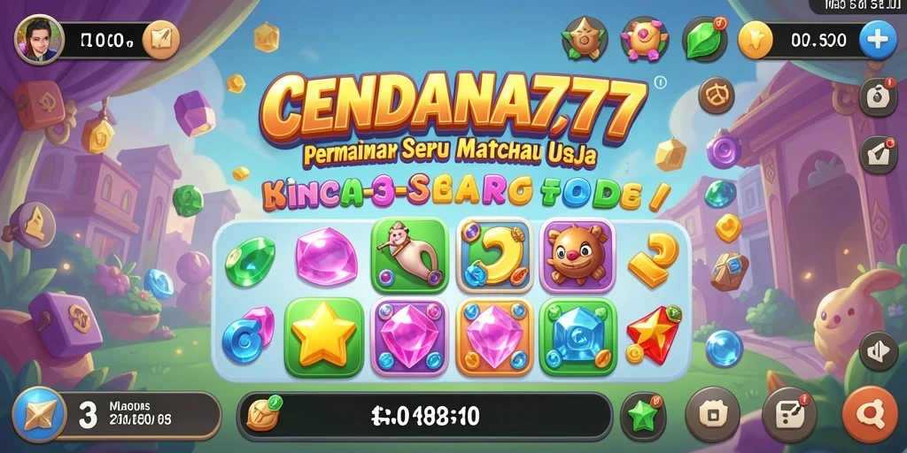 Tampilan gameplay seru Match-3 CENDANA777 yang menantang.