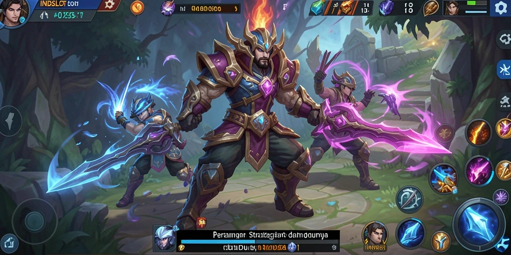 Tampilan gameplay seru di dunia MOBA dengan karakter yang beragam.