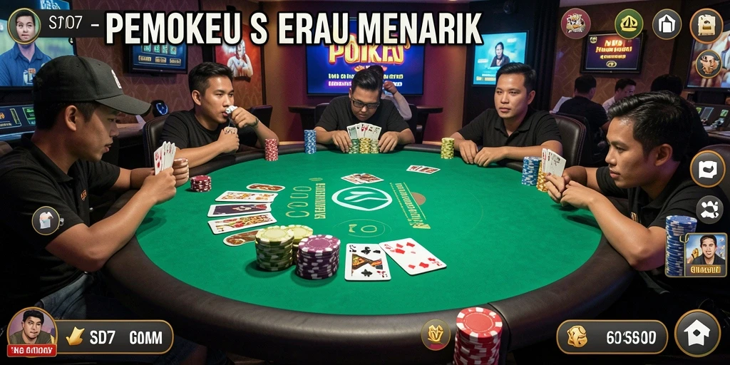 Screenshot utama SD107 menunjukkan gameplay Poker yang seru dan interaktif.