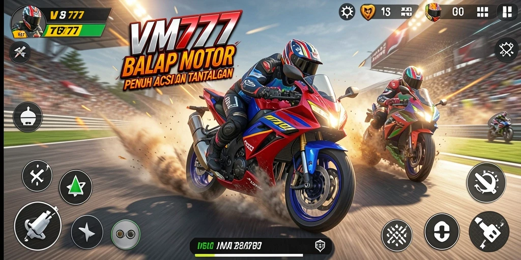 Gameplay menegangkan di lintasan balap motor.